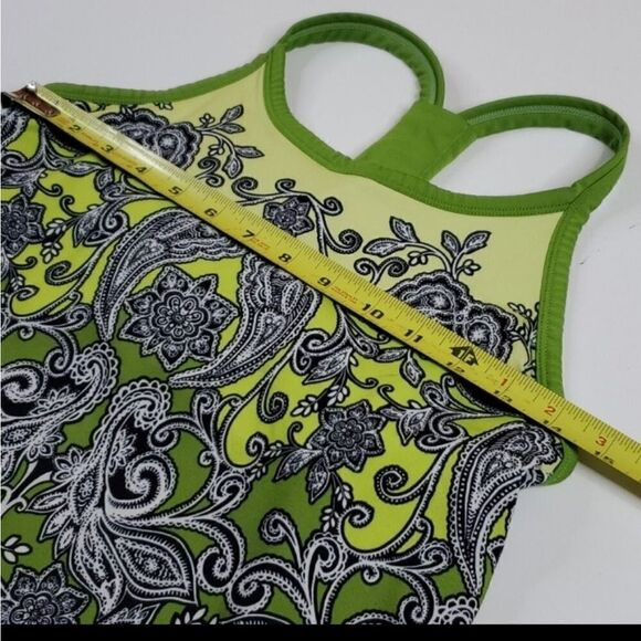ATHLETA SWIM PAVITRA GREEN BLACK YELLOW BROWN earth power Y TANK TOP S small - Picture 2 of 8